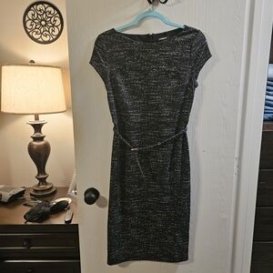Express Black and White Textured Midi Dress